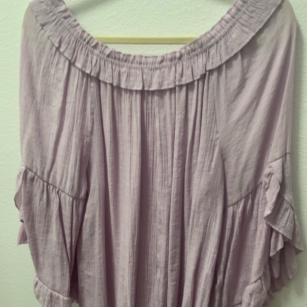 T.J.Maxx Light Mauve Off-Shoulder Ruffle Sleeve Tunic